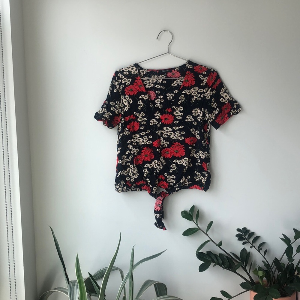 Madewell Floral tie tee.